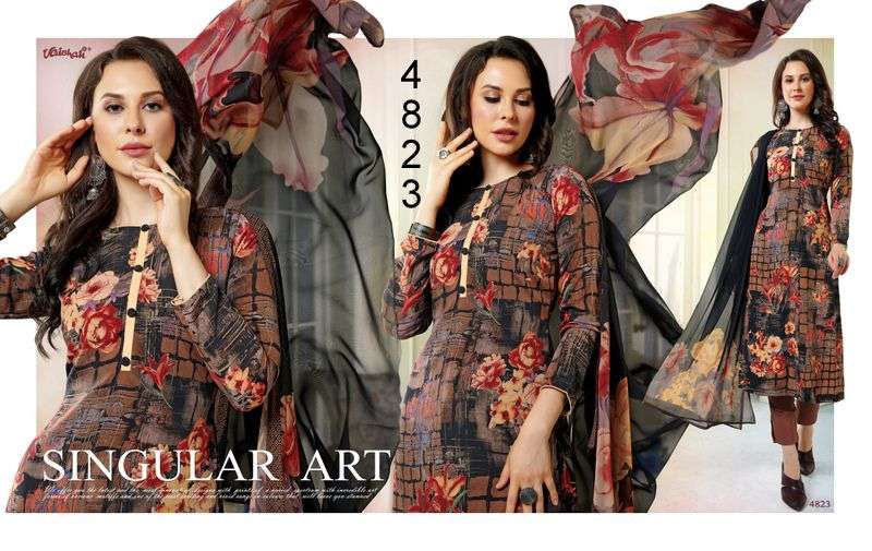 VAISHALI 4800 SERIES BY VAISHALI FABRICS BEAUTIFUL STYLISH SUITS FANCY COLORFUL CASUAL WEAR & ETHNIC WEAR & READY TO WEAR PURE CREPE PRINTED DRESSES AT WHOLESALE PRICE