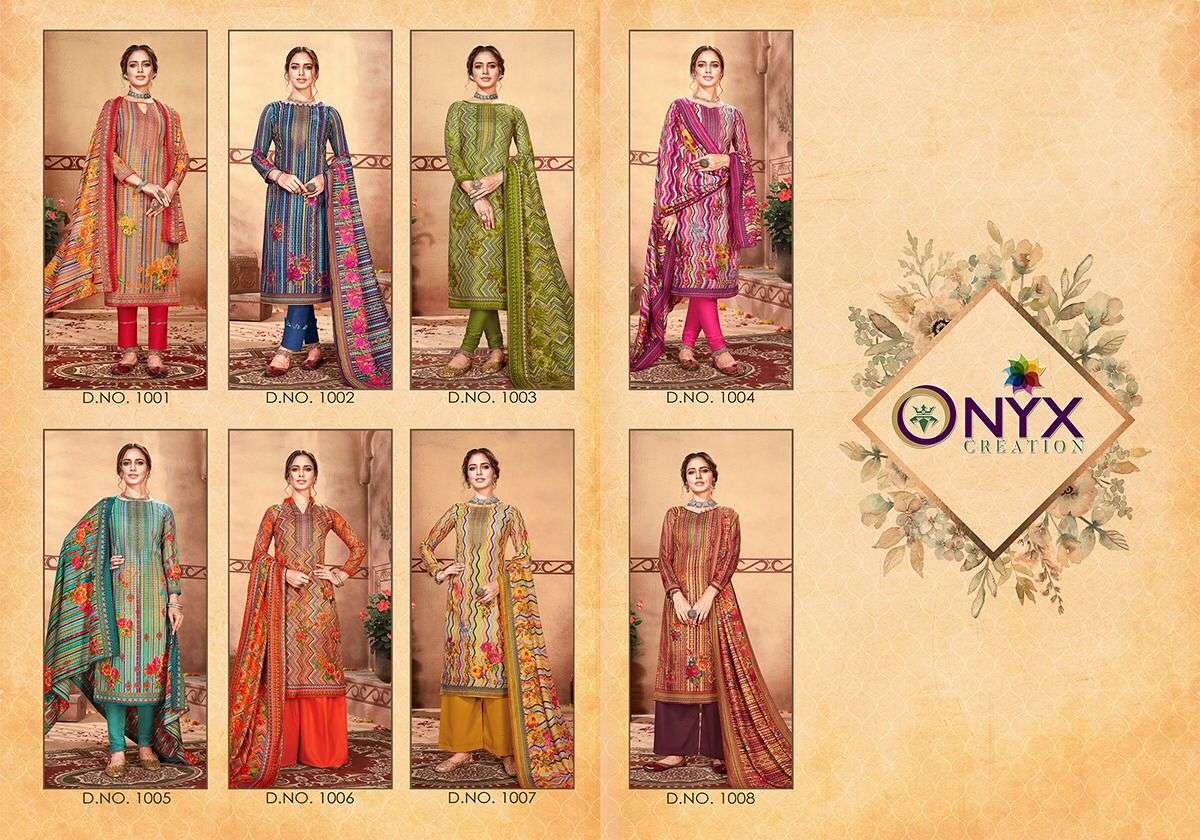 MANNAT BY ONYX 1001 TO 1008 SERIES BEAUTIFUL SUITS COLORFUL STYLISH FANCY CASUAL WEAR & ETHNIC WEAR PURE PASHMINA DIGITAL PRINT DRESSES AT WHOLESALE PRICE