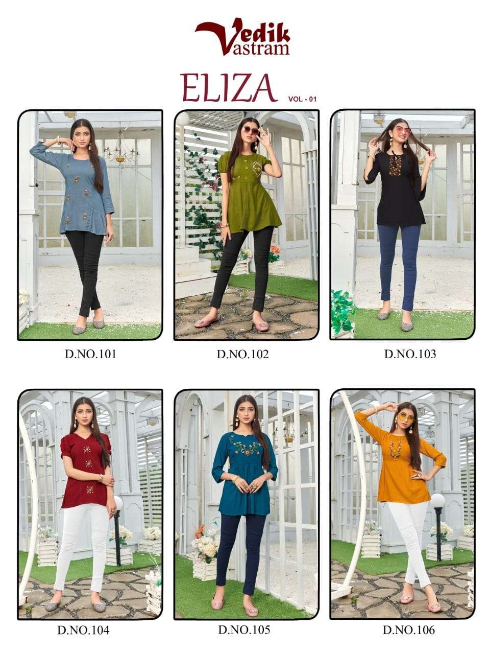 ELIZA VOL-1 BY VEDIK VASTRAM 101 TO 106 SERIES DESIGNER STYLISH FANCY COLORFUL BEAUTIFUL PARTY WEAR & ETHNIC WEAR COLLECTION RAYON SLUB WITH WORK KURTIS AT WHOLESALE PRICE