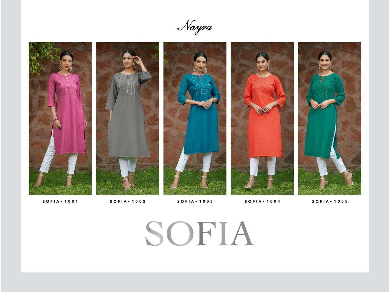 SOFIA BY NAYRA 1001 TO 1005 SERIES DESIGNER STYLISH FANCY COLORFUL BEAUTIFUL PARTY WEAR & ETHNIC WEAR COLLECTION FANCY KURTIS AT WHOLESALE PRICE