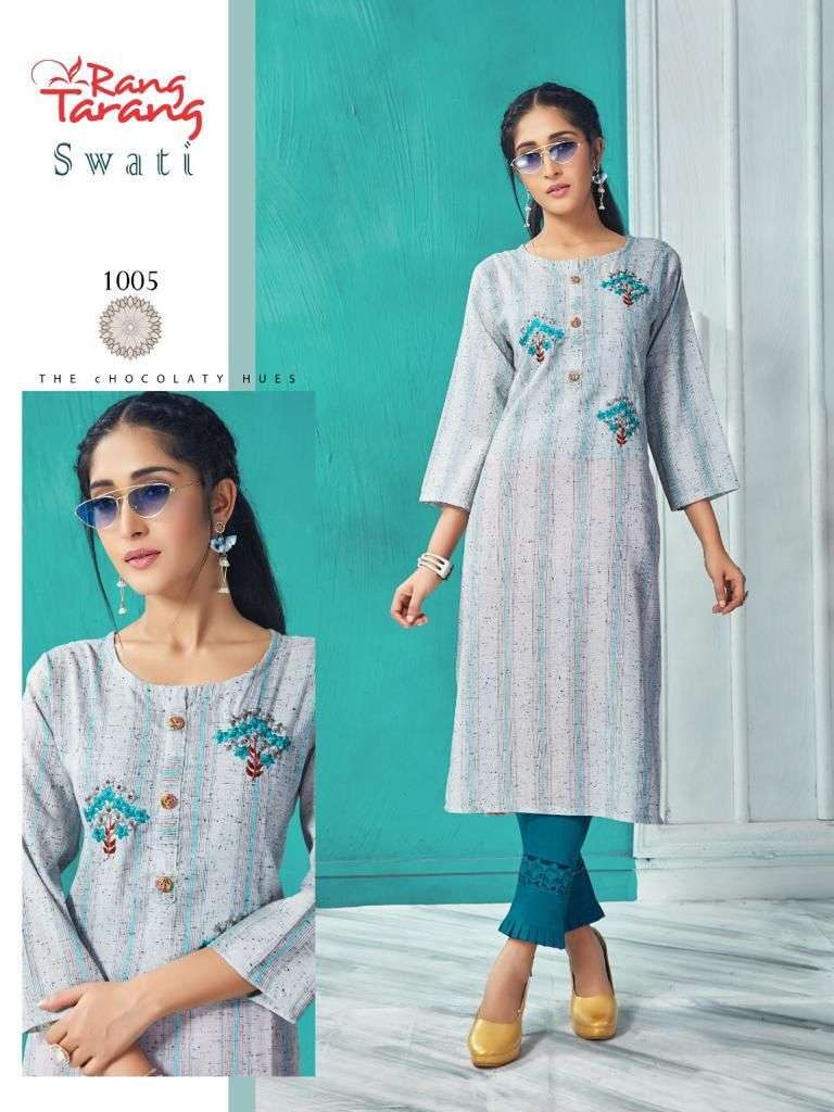 SWATI BY RANG TRANG 1001 TO 1006 SERIES DESIGNER STYLISH FANCY COLORFUL BEAUTIFUL PARTY WEAR & ETHNIC WEAR COLLECTION PURE COTTON KURTIS AT WHOLESALE PRICE