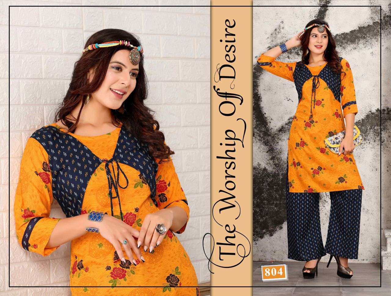 TIP TOP VOL-42 BY TRENDY 801 TO 806 SERIES DESIGNER STYLISH FANCY COLORFUL BEAUTIFUL PARTY WEAR & ETHNIC WEAR COLLECTION RAYON PRINT KURTIS WITH BOTTOM AT WHOLESALE PRICE