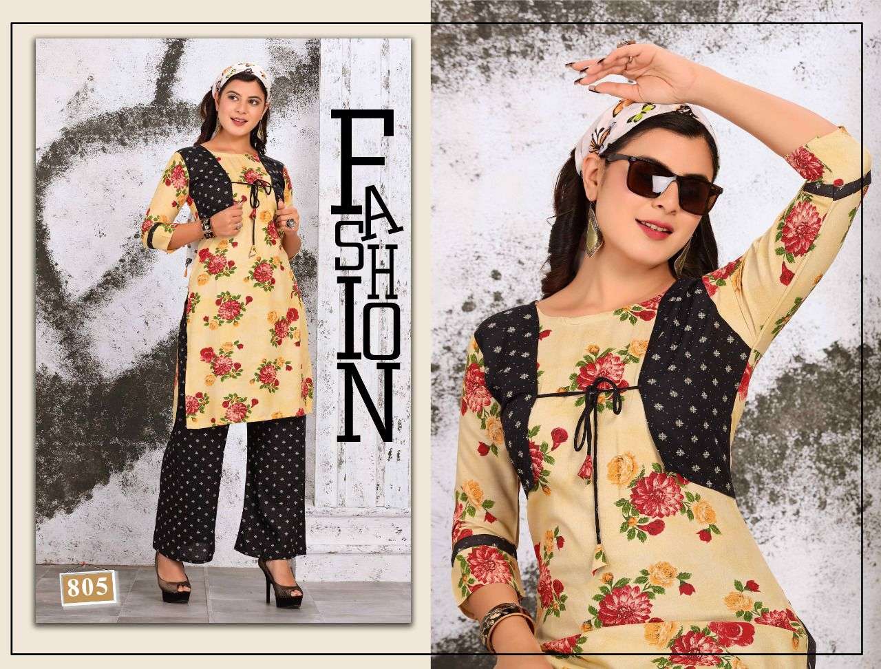 TIP TOP VOL-42 BY TRENDY 801 TO 806 SERIES DESIGNER STYLISH FANCY COLORFUL BEAUTIFUL PARTY WEAR & ETHNIC WEAR COLLECTION RAYON PRINT KURTIS WITH BOTTOM AT WHOLESALE PRICE