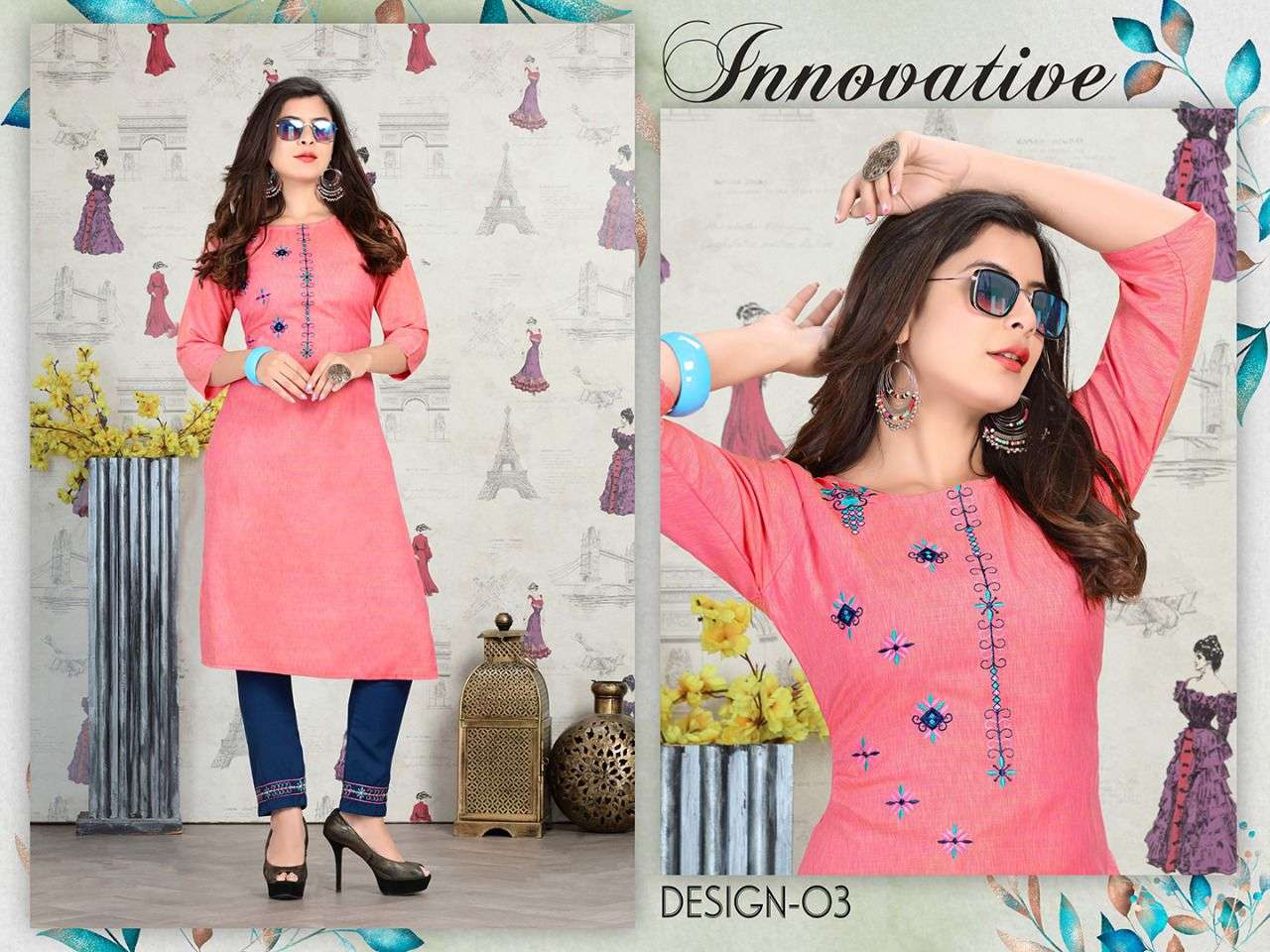UNIQUE VOL-2 BY TRENDY 01 TO 08 SERIES DESIGNER STYLISH FANCY COLORFUL BEAUTIFUL PARTY WEAR & ETHNIC WEAR COLLECTION RAYON EMBROIDERY KURTIS WITH BOTTOM AT WHOLESALE PRICE