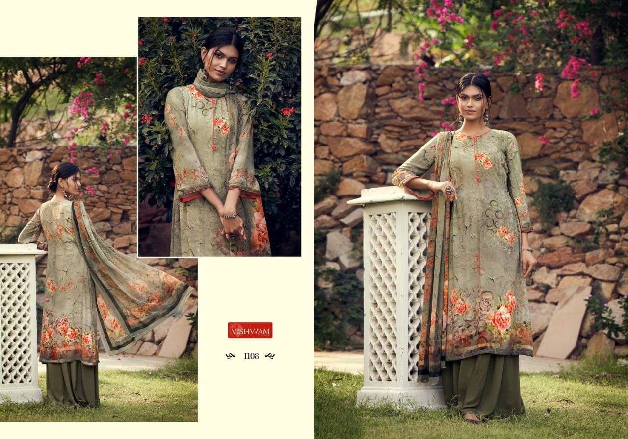 CAFE LATTE VOL-11 BY VISHWAM FABRICS 1101 TO 1111 SERIES INDIAN TRADITIONAL WEAR COLLECTION BEAUTIFUL STYLISH FANCY COLORFUL PARTY WEAR & OCCASIONAL WEAR HEAVY CREPE PRINT DRESSES AT WHOLESALE PRICE