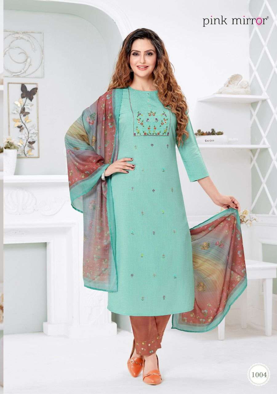 SERENITY BY PINK MIRROR 1001 TO 1006 SERIES BEAUTIFUL SUITS COLORFUL STYLISH FANCY CASUAL WEAR & ETHNIC WEAR VISCOSE SILK EMBROIDERED DRESSES AT WHOLESALE PRICE
