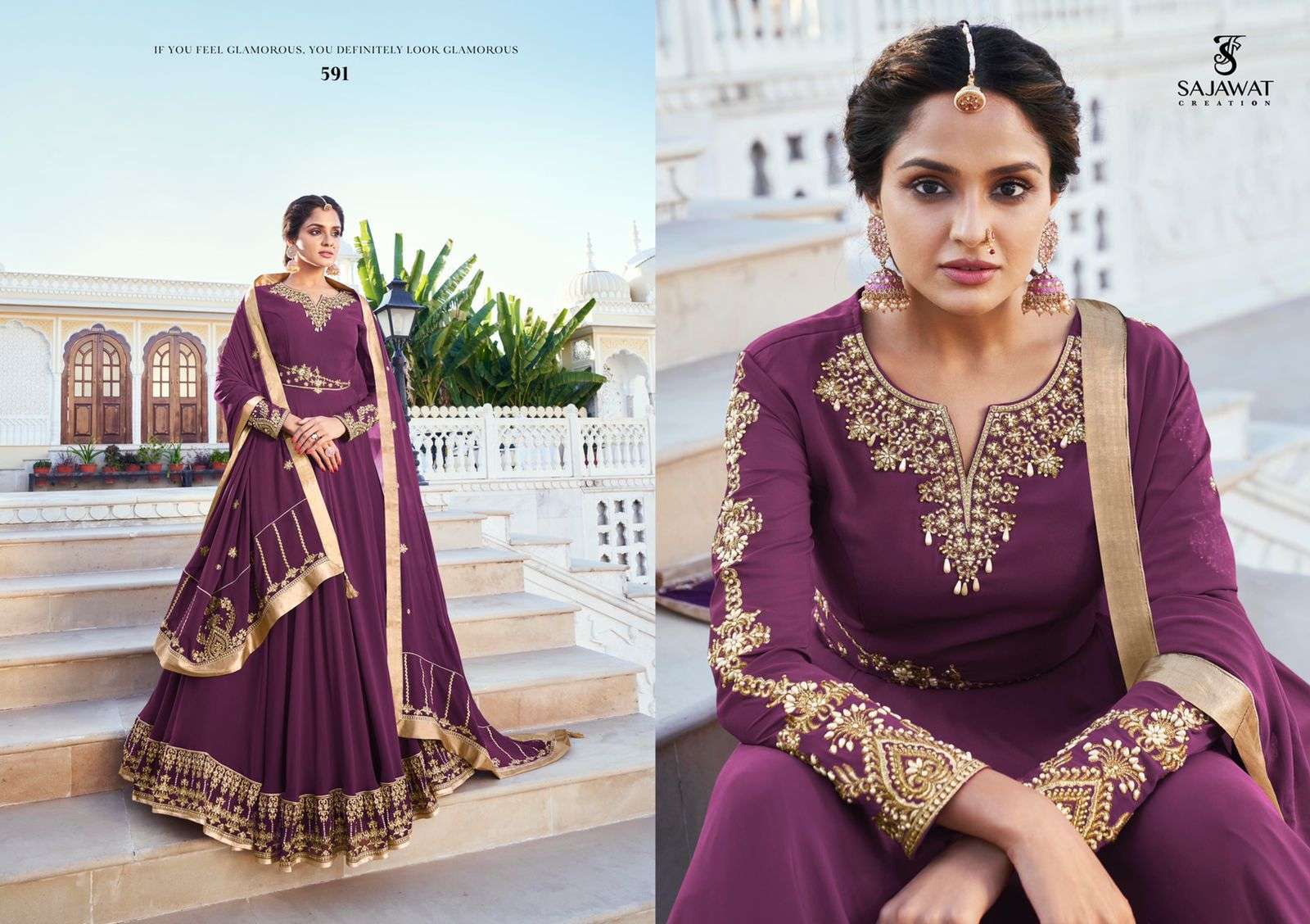 MANDORA VOL-2 BY SAJAWAT CREATION 591 TO 596 SERIES BEAUTIFUL ANARKALI SUITS COLORFUL STYLISH FANCY CASUAL WEAR & ETHNIC WEAR HEAVY BLOOMING DRESSES AT WHOLESALE PRICE