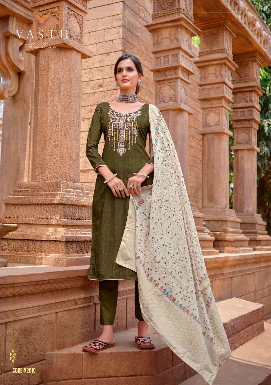 MALHAR VOL-2 BY VASTU TEX 2001 TO 2010 SERIES BEAUTIFUL SUITS COLORFUL STYLISH FANCY CASUAL WEAR & ETHNIC WEAR SATIN COTTON PRINT WITH WORK DRESSES AT WHOLESALE PRICE