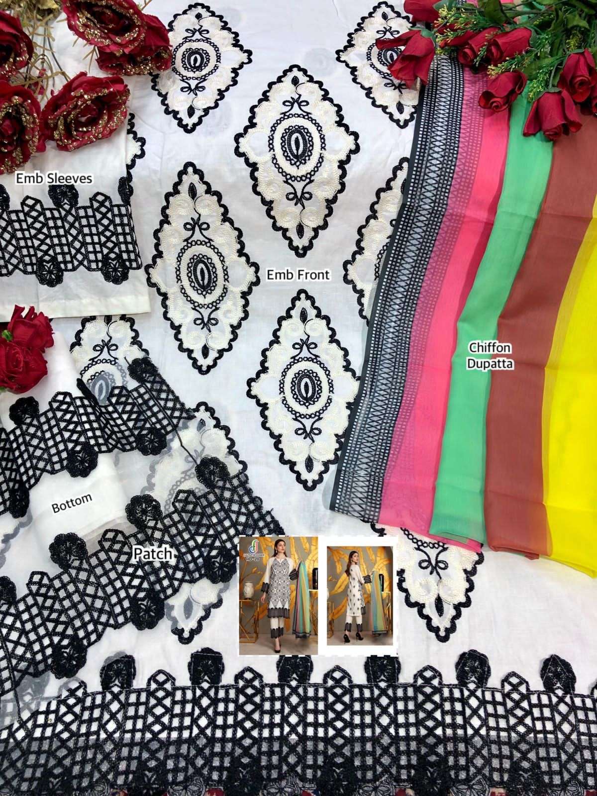 HAZRA HIT DESIGN 20 BY HAZRA DESIGNER PAKISTANI SUITS BEAUTIFUL FANCY COLORFUL STYLISH PARTY WEAR & OCCASIONAL WEAR PURE CAMBRIC COTTON WITH EMBROIDERY DRESSES AT WHOLESALE PRICE