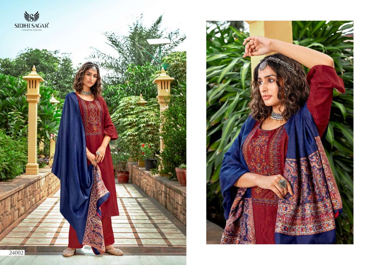 SABIHA BY SIDDHI SAGAR 24001 TO 24008 SERIES BEAUTIFUL SUITS COLORFUL STYLISH FANCY CASUAL WEAR & ETHNIC WEAR PURE PASHMINA PRINT WITH WORK DRESSES AT WHOLESALE PRICE