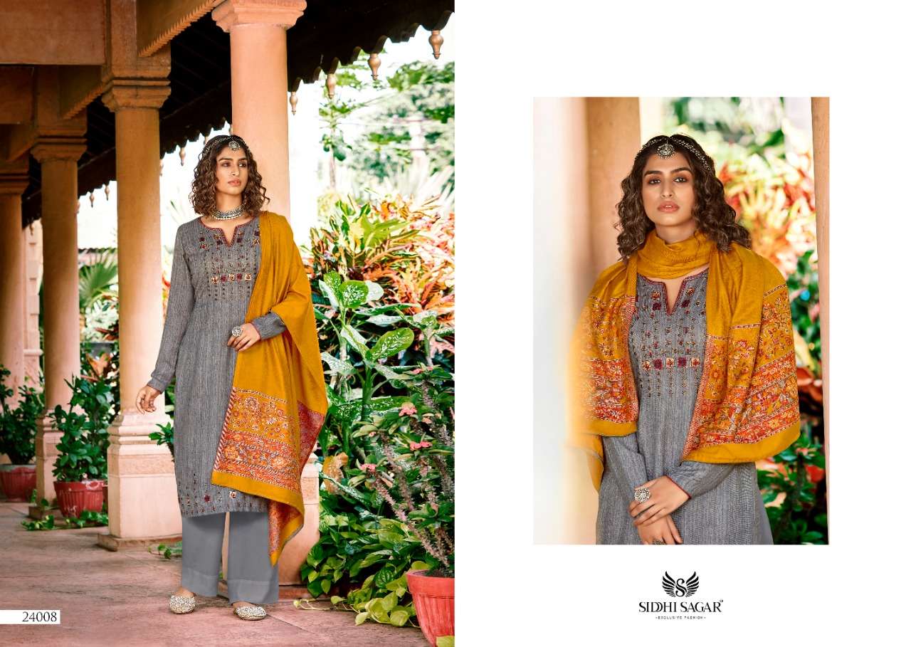 SABIHA BY SIDDHI SAGAR 24001 TO 24008 SERIES BEAUTIFUL SUITS COLORFUL STYLISH FANCY CASUAL WEAR & ETHNIC WEAR PURE PASHMINA PRINT WITH WORK DRESSES AT WHOLESALE PRICE