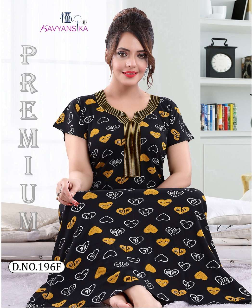 KAVYANSHIKA VOL-196 BY KAVYANSHIKA 196-A TO 196-F SERIES BEAUTIFUL STYLISH FANCY COLORFUL CASUAL WEAR & ETHNIC WEAR COTTON HOSIERY GOWNS AT WHOLESALE PRICE