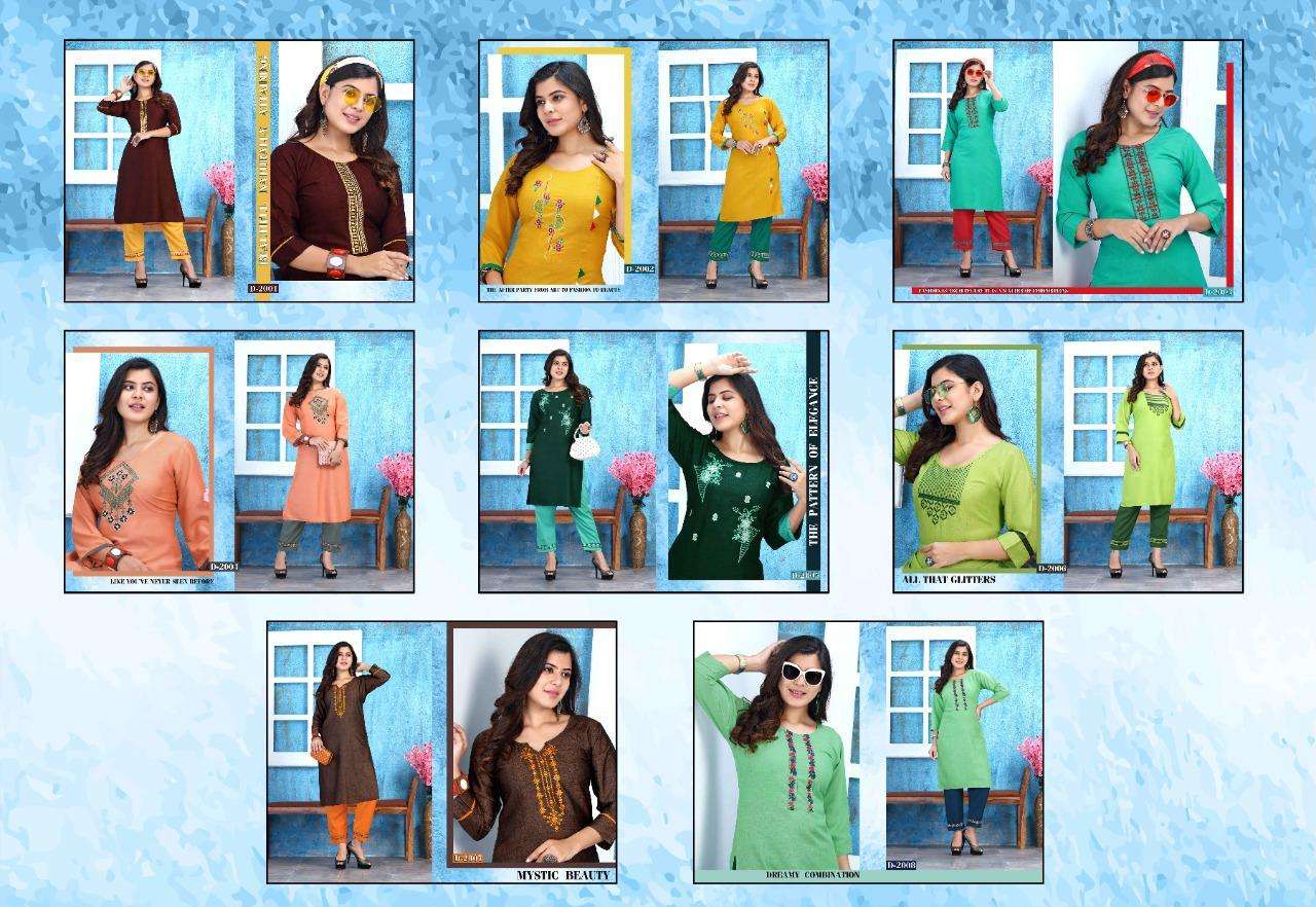 KESAR VOL-2 BY TRENDY 2001 TO 2008 SERIES DESIGNER STYLISH FANCY COLORFUL BEAUTIFUL PARTY WEAR & ETHNIC WEAR COLLECTION RAYON TWO TONE KURTIS WITH BOTTOM AT WHOLESALE PRICE