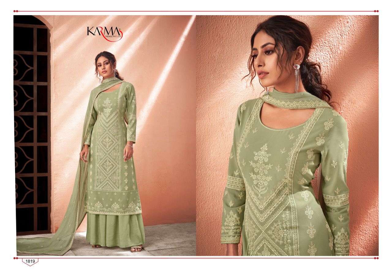 NOOR VOL-4 BY KARMA TRENDZ 1818 TO 1822 SERIES INDIAN TRADITIONAL WEAR COLLECTION BEAUTIFUL STYLISH FANCY COLORFUL PARTY WEAR & OCCASIONAL WEAR PURE MUSLIN EMBROIDERED DRESSES AT WHOLESALE PRICE