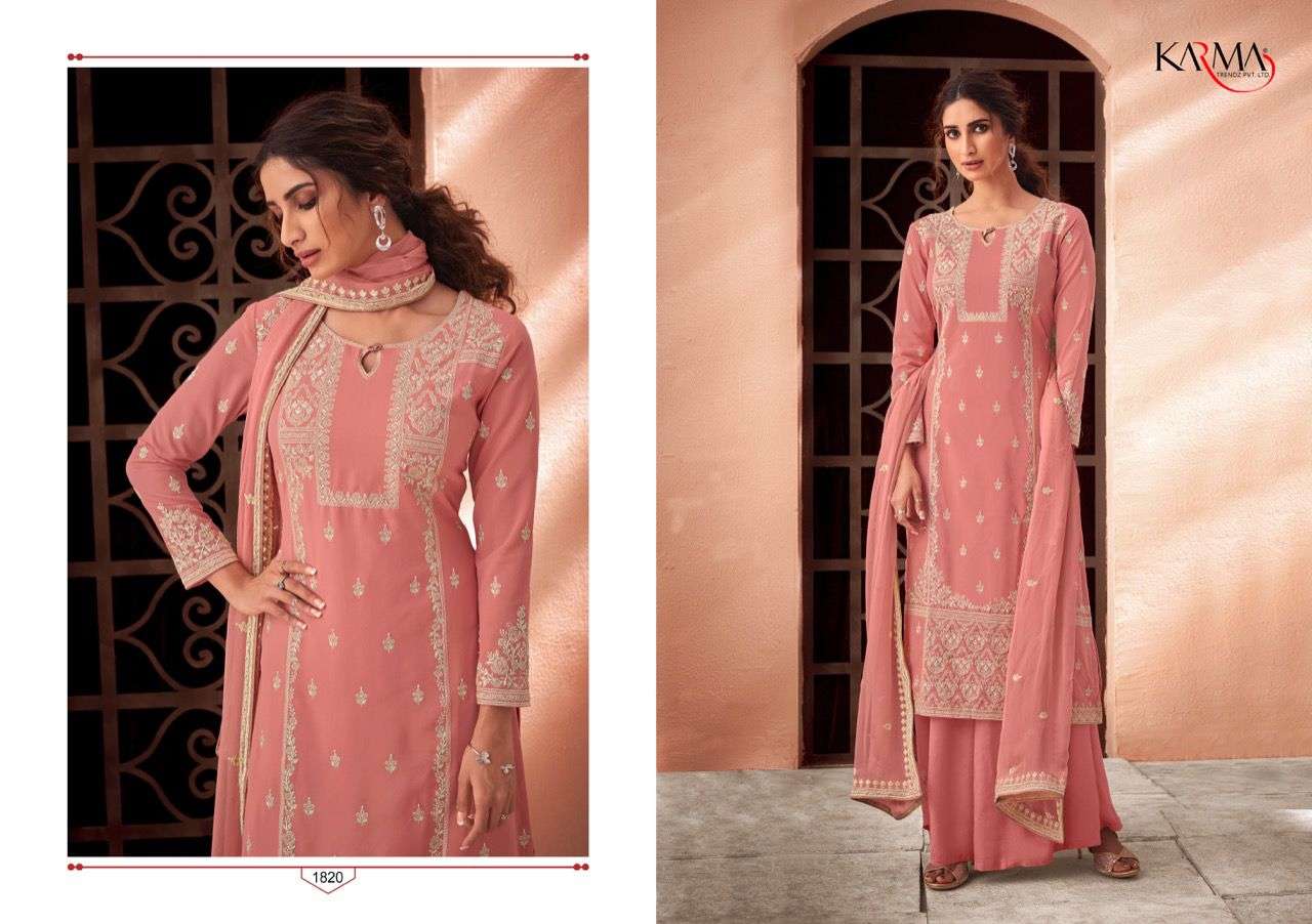 NOOR VOL-4 BY KARMA TRENDZ 1818 TO 1822 SERIES INDIAN TRADITIONAL WEAR COLLECTION BEAUTIFUL STYLISH FANCY COLORFUL PARTY WEAR & OCCASIONAL WEAR PURE MUSLIN EMBROIDERED DRESSES AT WHOLESALE PRICE