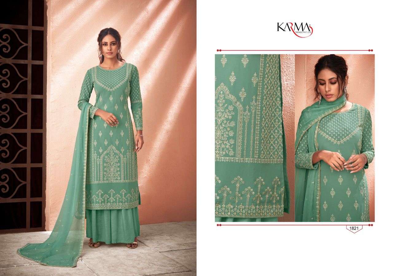 NOOR VOL-4 BY KARMA TRENDZ 1818 TO 1822 SERIES INDIAN TRADITIONAL WEAR COLLECTION BEAUTIFUL STYLISH FANCY COLORFUL PARTY WEAR & OCCASIONAL WEAR PURE MUSLIN EMBROIDERED DRESSES AT WHOLESALE PRICE