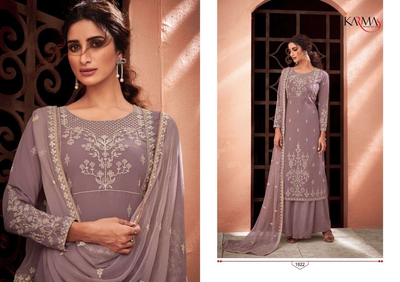 NOOR VOL-4 BY KARMA TRENDZ 1818 TO 1822 SERIES INDIAN TRADITIONAL WEAR COLLECTION BEAUTIFUL STYLISH FANCY COLORFUL PARTY WEAR & OCCASIONAL WEAR PURE MUSLIN EMBROIDERED DRESSES AT WHOLESALE PRICE
