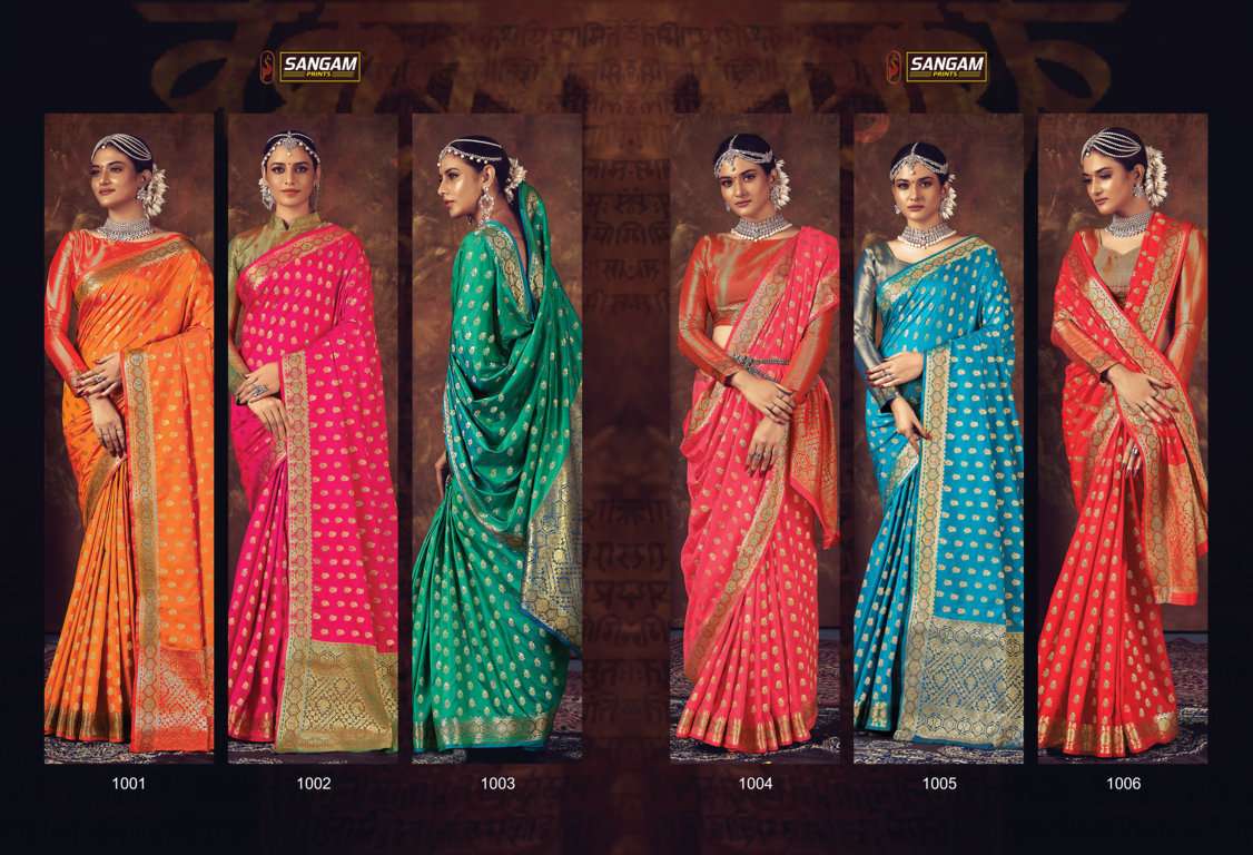MANGALA BY SANGAM PRINTS 1001 TO 1006 SERIES INDIAN TRADITIONAL WEAR COLLECTION BEAUTIFUL STYLISH FANCY COLORFUL PARTY WEAR & OCCASIONAL WEAR SILK SAREES AT WHOLESALE PRICE