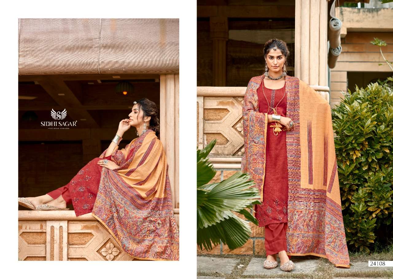 QATRAH BY SIDDHI SAGAR 24101 TO 24108 SERIES BEAUTIFUL SUITS COLORFUL STYLISH FANCY CASUAL WEAR & ETHNIC WEAR PURE PASHMINA PRINT WITH EMBROIDERY DRESSES AT WHOLESALE PRICE