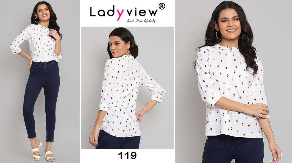 TOPSY VOL-4 BY LADY VIEW 114 TO 123 SERIES BEAUTIFUL COLORFUL STYLISH FANCY CASUAL WEAR & READY TO WEAR HEAVY AMERICAN CREPE DIGITAL PRINT TOPS AT WHOLESALE PRICE