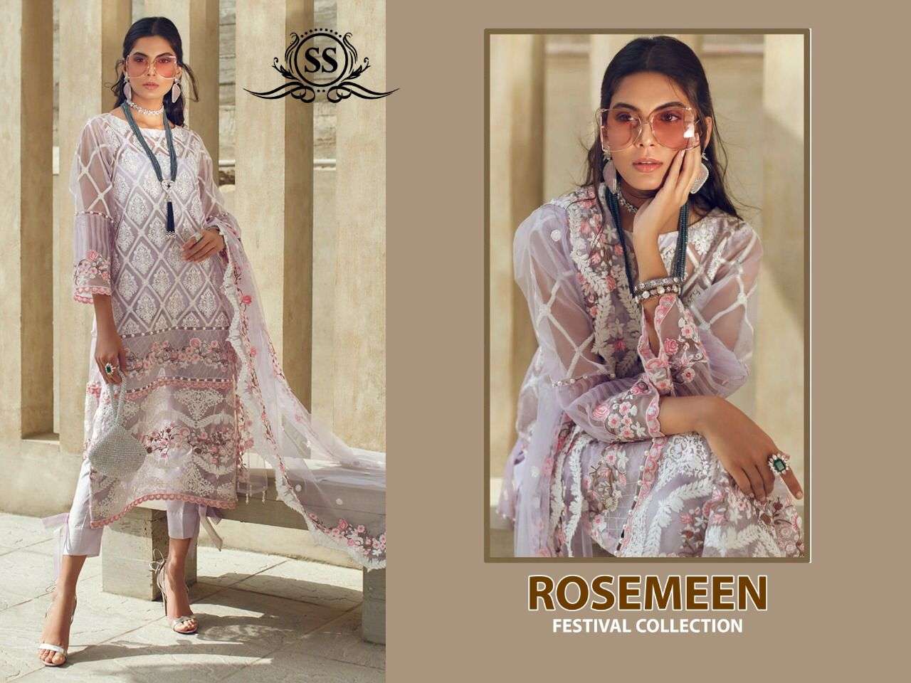 ROSEMEEN FESTIVE COLLECTION BY SS FASHION DESIGNER PAKISTANI SUITS COLLECTION BEAUTIFUL STYLISH FANCY COLORFUL PARTY WEAR & OCCASIONAL WEAR BUTTERFLY NET DRESSES AT WHOLESALE PRICE