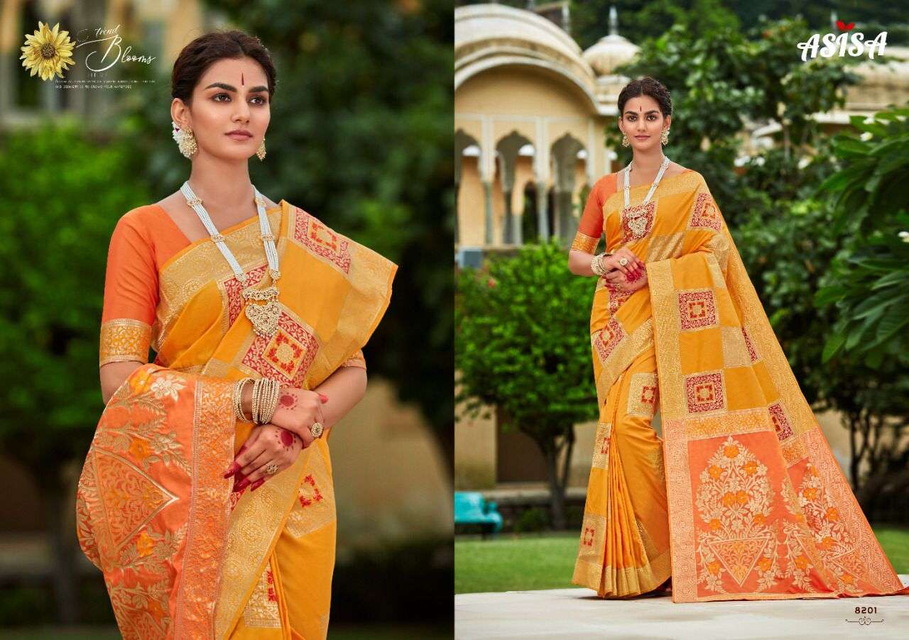 CHARVI BY ASISA 8201 TO 8203 SERIES INDIAN TRADITIONAL WEAR COLLECTION BEAUTIFUL STYLISH FANCY COLORFUL PARTY WEAR & OCCASIONAL WEAR BANARASI SILK SAREES AT WHOLESALE PRICE