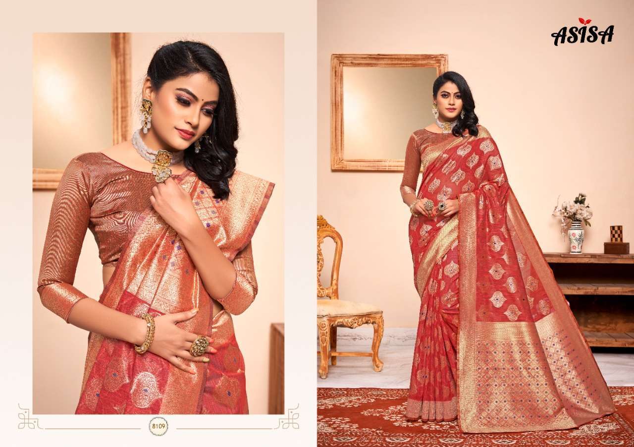 CHHAYA BY ASISA 8101 TO 8109 SERIES INDIAN TRADITIONAL WEAR COLLECTION BEAUTIFUL STYLISH FANCY COLORFUL PARTY WEAR & OCCASIONAL WEAR COTTON SILK SAREES AT WHOLESALE PRICE