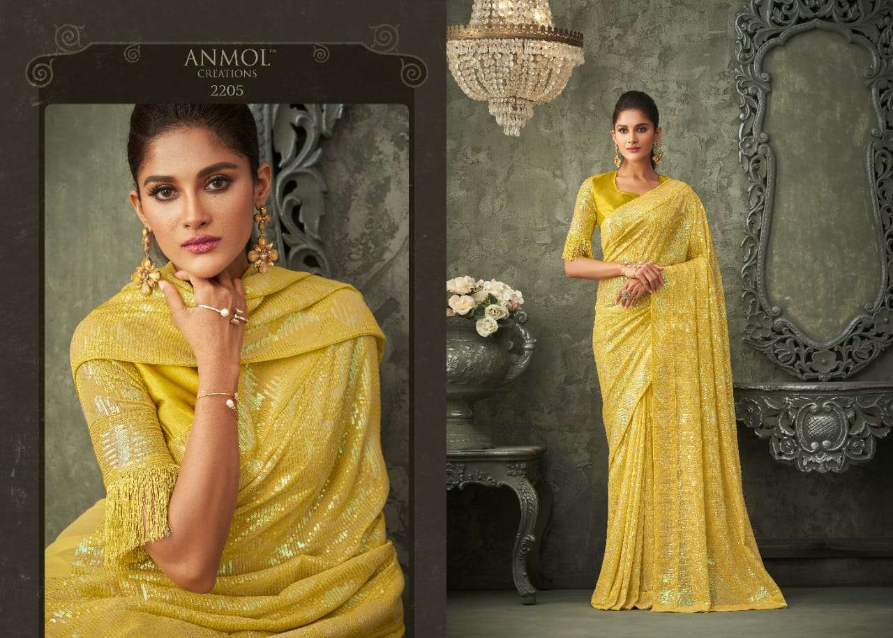 INNARA VOL-2 BY ANMOL CREATION 2201 TO 2211 SERIES INDIAN TRADITIONAL WEAR COLLECTION BEAUTIFUL STYLISH FANCY COLORFUL PARTY WEAR & OCCASIONAL WEAR GEORGETTE SAREES AT WHOLESALE PRICE