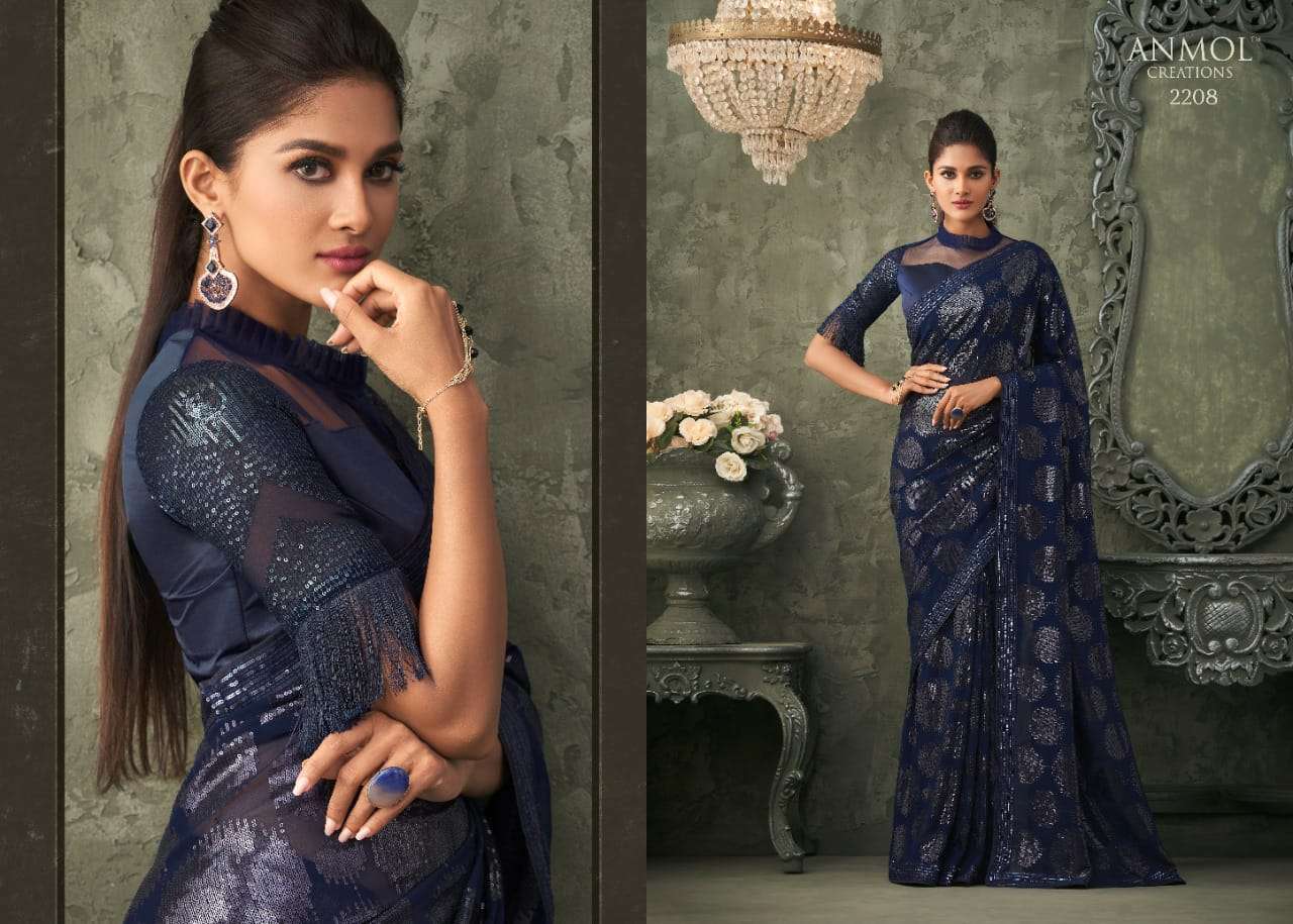 INNARA VOL-2 BY ANMOL CREATION 2201 TO 2211 SERIES INDIAN TRADITIONAL WEAR COLLECTION BEAUTIFUL STYLISH FANCY COLORFUL PARTY WEAR & OCCASIONAL WEAR GEORGETTE SAREES AT WHOLESALE PRICE