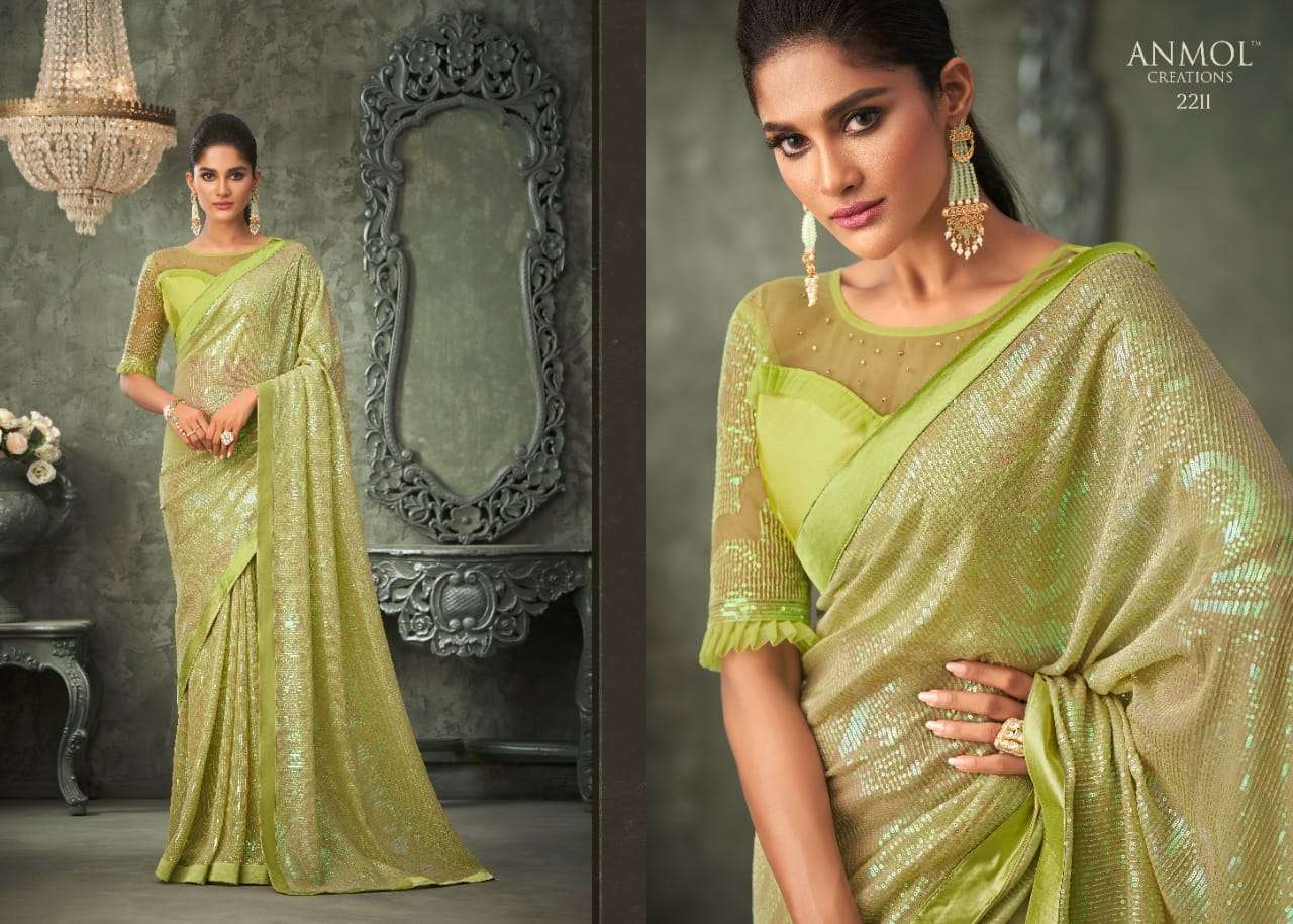 INNARA VOL-2 BY ANMOL CREATION 2201 TO 2211 SERIES INDIAN TRADITIONAL WEAR COLLECTION BEAUTIFUL STYLISH FANCY COLORFUL PARTY WEAR & OCCASIONAL WEAR GEORGETTE SAREES AT WHOLESALE PRICE