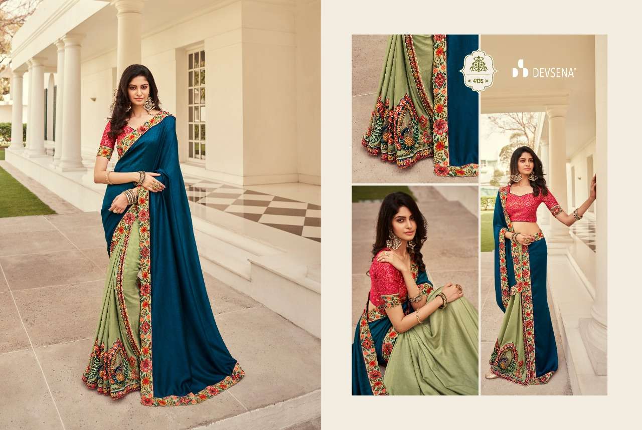 DEVSENA VOL-10 BY DESI LUK 4131 TO 4143 SERIES INDIAN TRADITIONAL WEAR COLLECTION BEAUTIFUL STYLISH FANCY COLORFUL PARTY WEAR & OCCASIONAL WEAR FANCY SAREES AT WHOLESALE PRICE