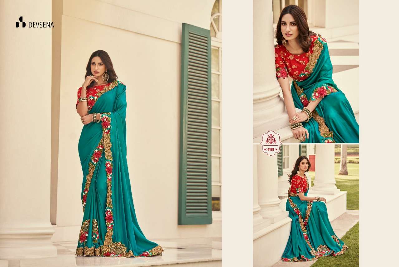 DEVSENA VOL-10 BY DESI LUK 4131 TO 4143 SERIES INDIAN TRADITIONAL WEAR COLLECTION BEAUTIFUL STYLISH FANCY COLORFUL PARTY WEAR & OCCASIONAL WEAR FANCY SAREES AT WHOLESALE PRICE