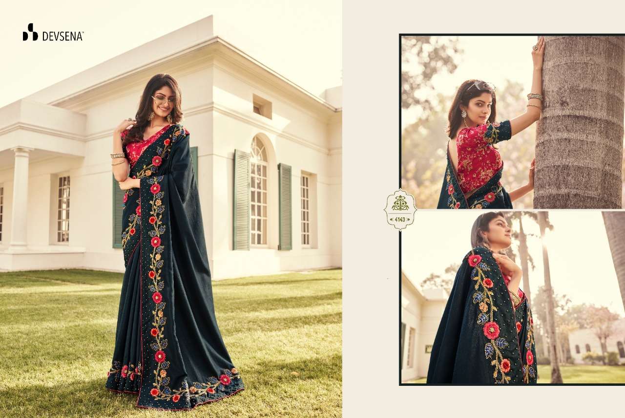 DEVSENA VOL-10 BY DESI LUK 4131 TO 4143 SERIES INDIAN TRADITIONAL WEAR COLLECTION BEAUTIFUL STYLISH FANCY COLORFUL PARTY WEAR & OCCASIONAL WEAR FANCY SAREES AT WHOLESALE PRICE