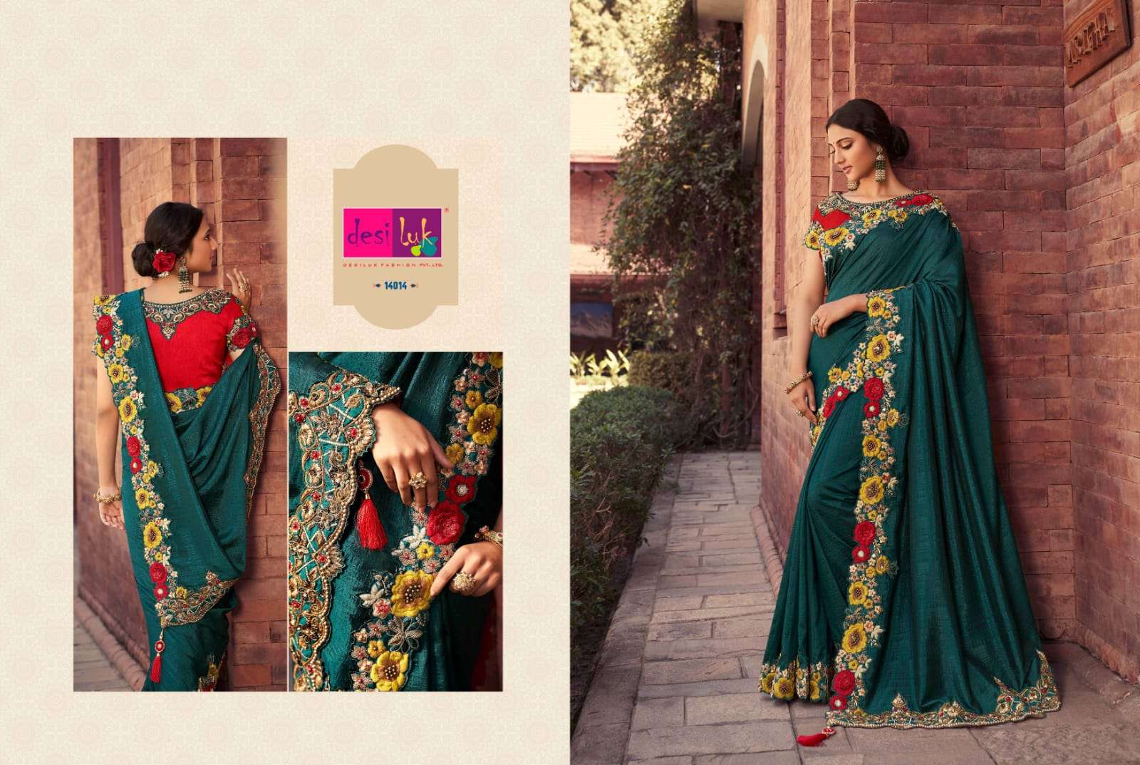 DESI LUK VOL-45 BY DESI LUK 10004 TO 10014 SERIES INDIAN TRADITIONAL WEAR COLLECTION BEAUTIFUL STYLISH FANCY COLORFUL PARTY WEAR & OCCASIONAL WEAR GEORGETTE SAREES AT WHOLESALE PRICE