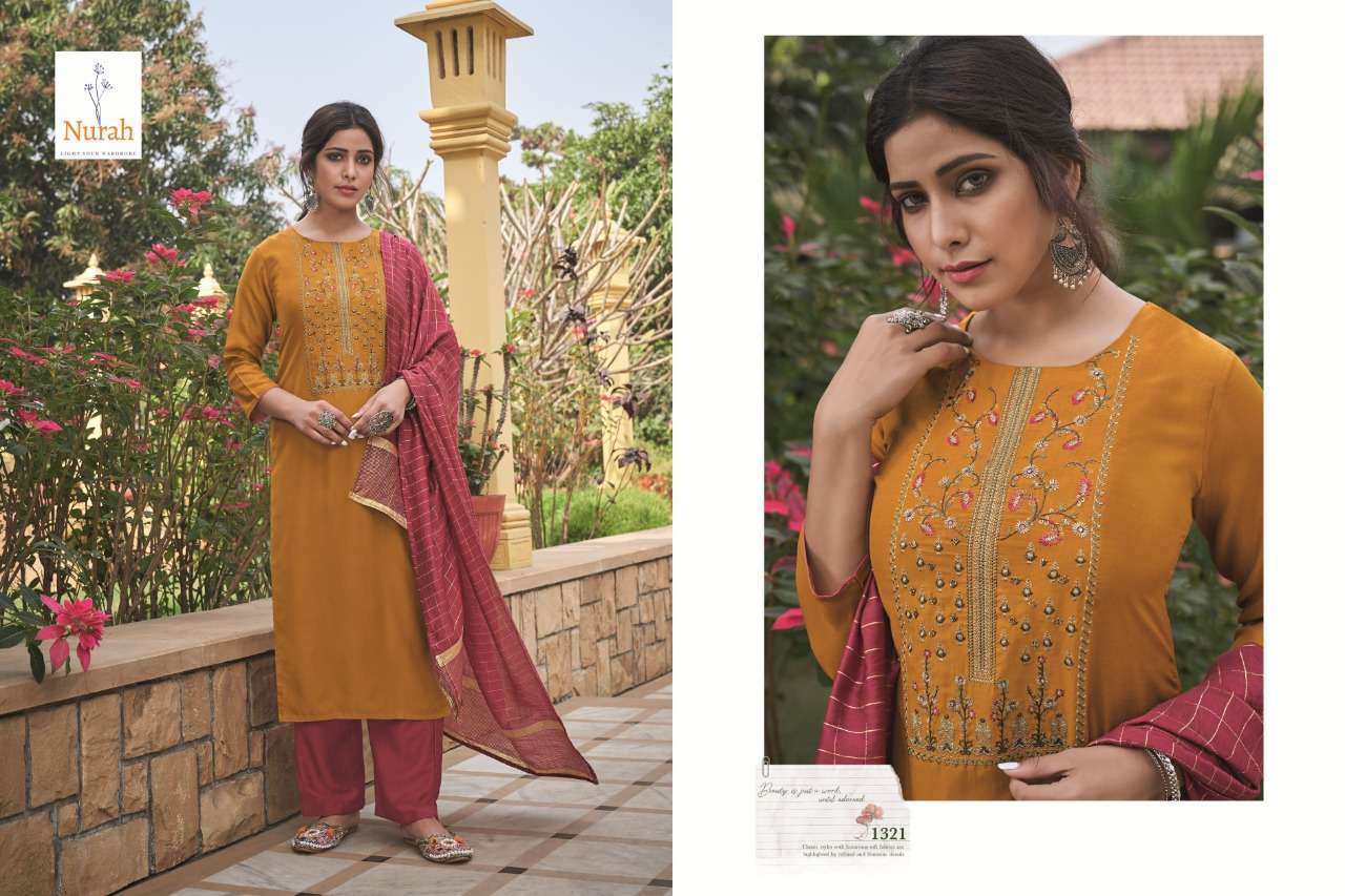 NIKUNJ NX BY NURAH 1321 TO 1324 SERIES BEAUTIFUL SUITS COLORFUL STYLISH FANCY CASUAL WEAR & ETHNIC WEAR CHINNON SILK DRESSES AT WHOLESALE PRICE