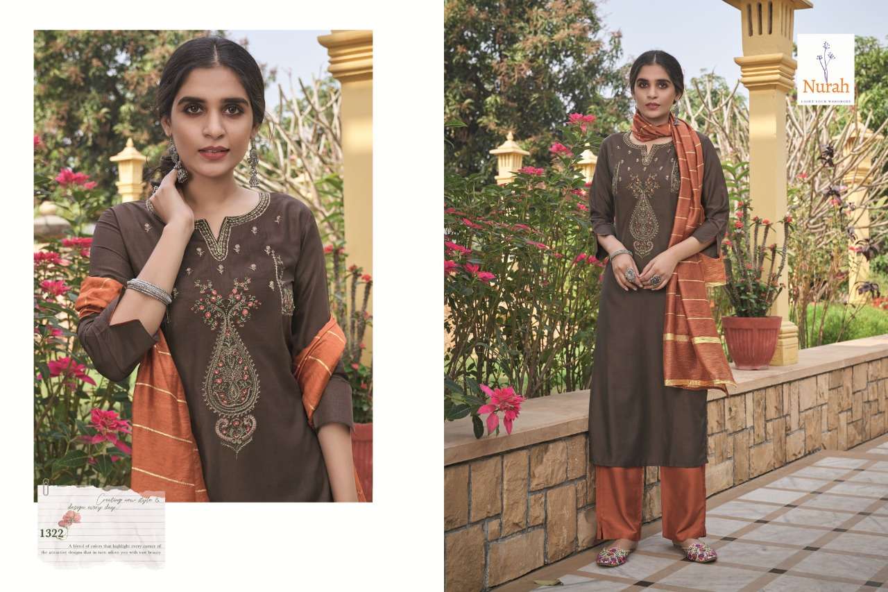 NIKUNJ NX BY NURAH 1321 TO 1324 SERIES BEAUTIFUL SUITS COLORFUL STYLISH FANCY CASUAL WEAR & ETHNIC WEAR CHINNON SILK DRESSES AT WHOLESALE PRICE