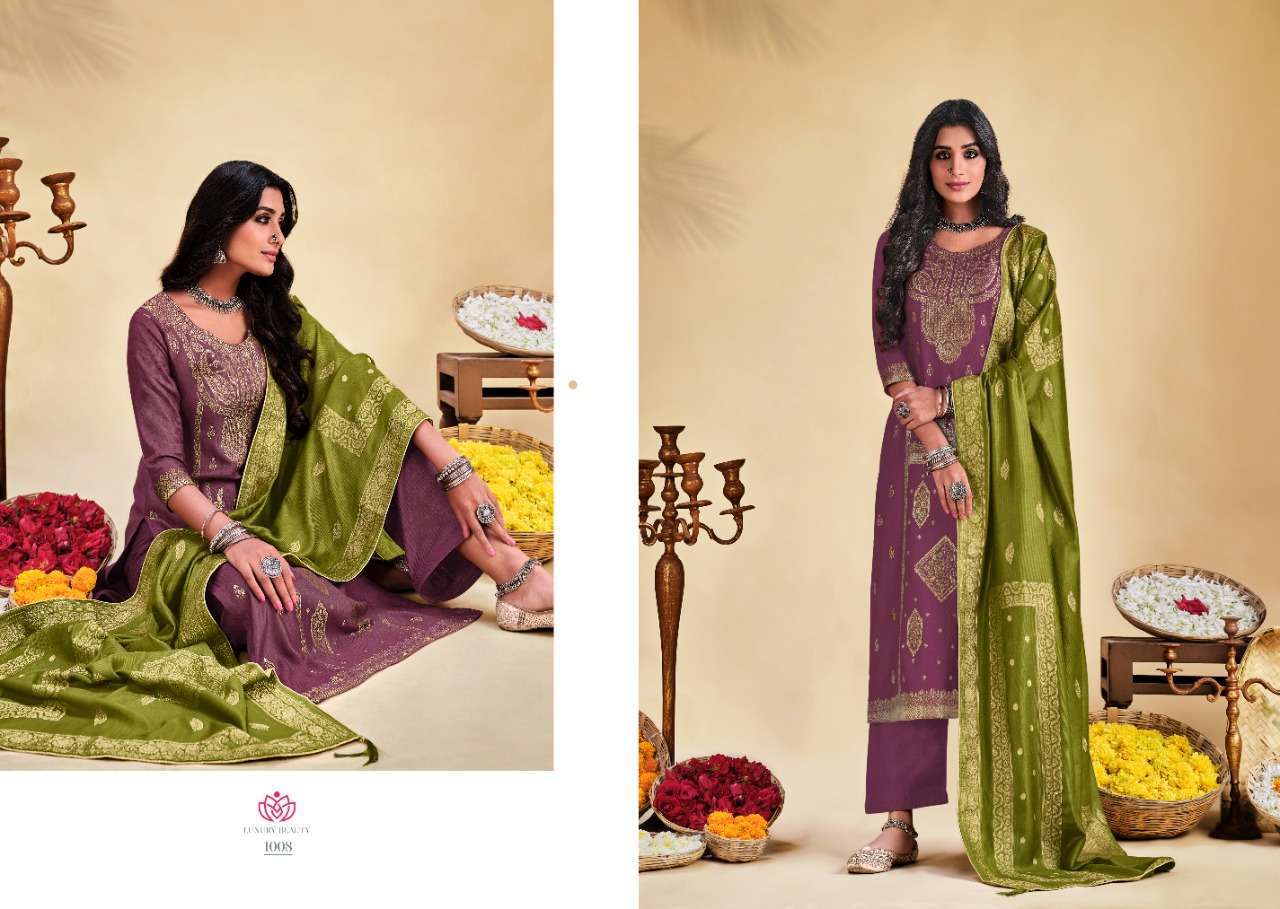SAFFA BY VIONA SUITS 1001 TO 1008 SERIES BEAUTIFUL SUITS COLORFUL STYLISH FANCY CASUAL WEAR & ETHNIC WEAR PURE WOOL JACQUARD DRESSES AT WHOLESALE PRICE