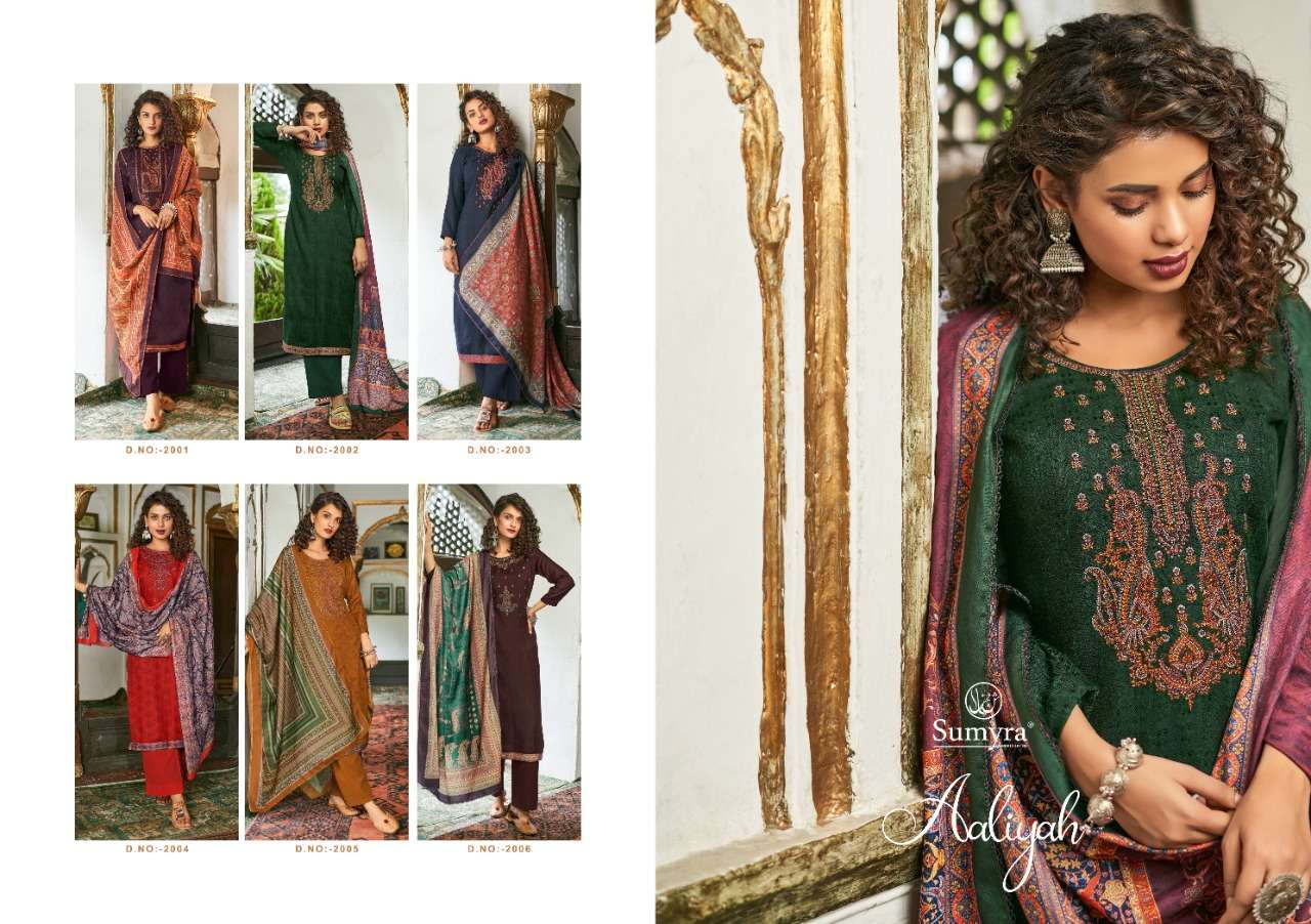 AALIYAH BY SUMYRA 2001 TO 2006 SERIES BEAUTIFUL SUITS COLORFUL STYLISH FANCY CASUAL WEAR & ETHNIC WEAR PURE PASHMINA PRINT DRESSES AT WHOLESALE PRICE