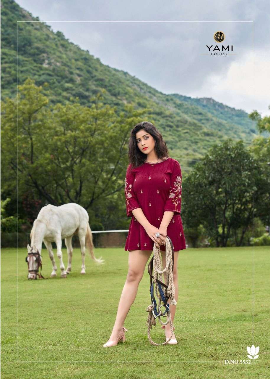 BOLD VOL-5 BY YAMI FASHION 5531 TO 5539 SERIES BEAUTIFUL COLORFUL STYLISH FANCY CASUAL WEAR & READY TO WEAR HEAVY RAYON EMBROIDERED TOPS AT WHOLESALE PRICE