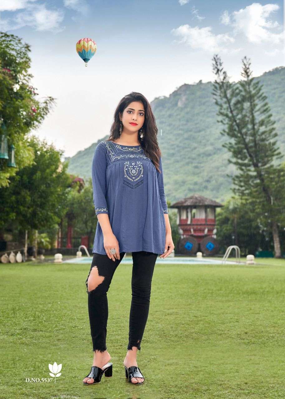 BOLD VOL-5 BY YAMI FASHION 5531 TO 5539 SERIES BEAUTIFUL COLORFUL STYLISH FANCY CASUAL WEAR & READY TO WEAR HEAVY RAYON EMBROIDERED TOPS AT WHOLESALE PRICE