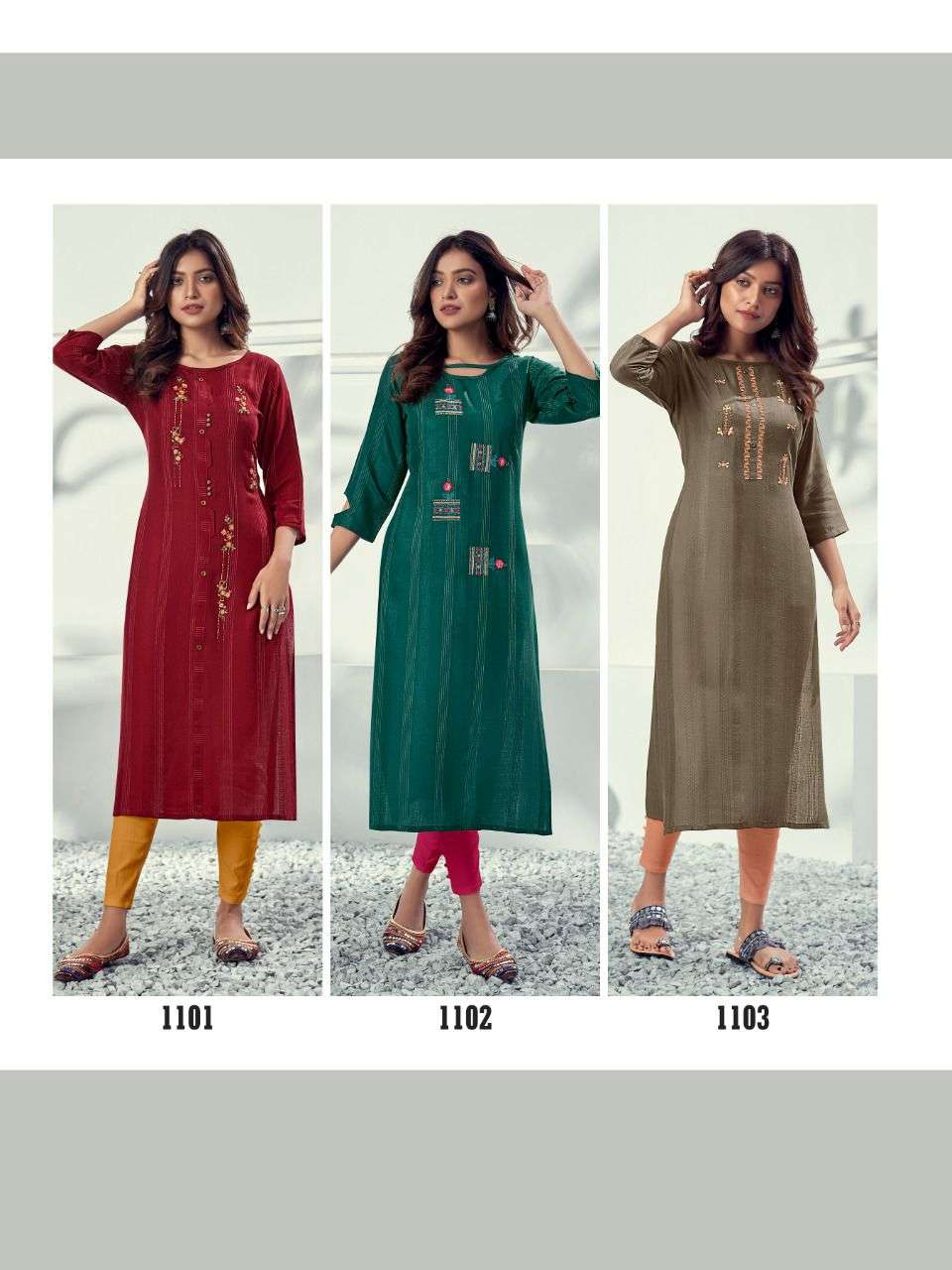 ALIVIA BY RIYA DESIGNER 1101 TO 1106 SERIES DESIGNER STYLISH FANCY COLORFUL BEAUTIFUL PARTY WEAR & ETHNIC WEAR COLLECTION RAYON EMBROIDERY KURTIS AT WHOLESALE PRICE