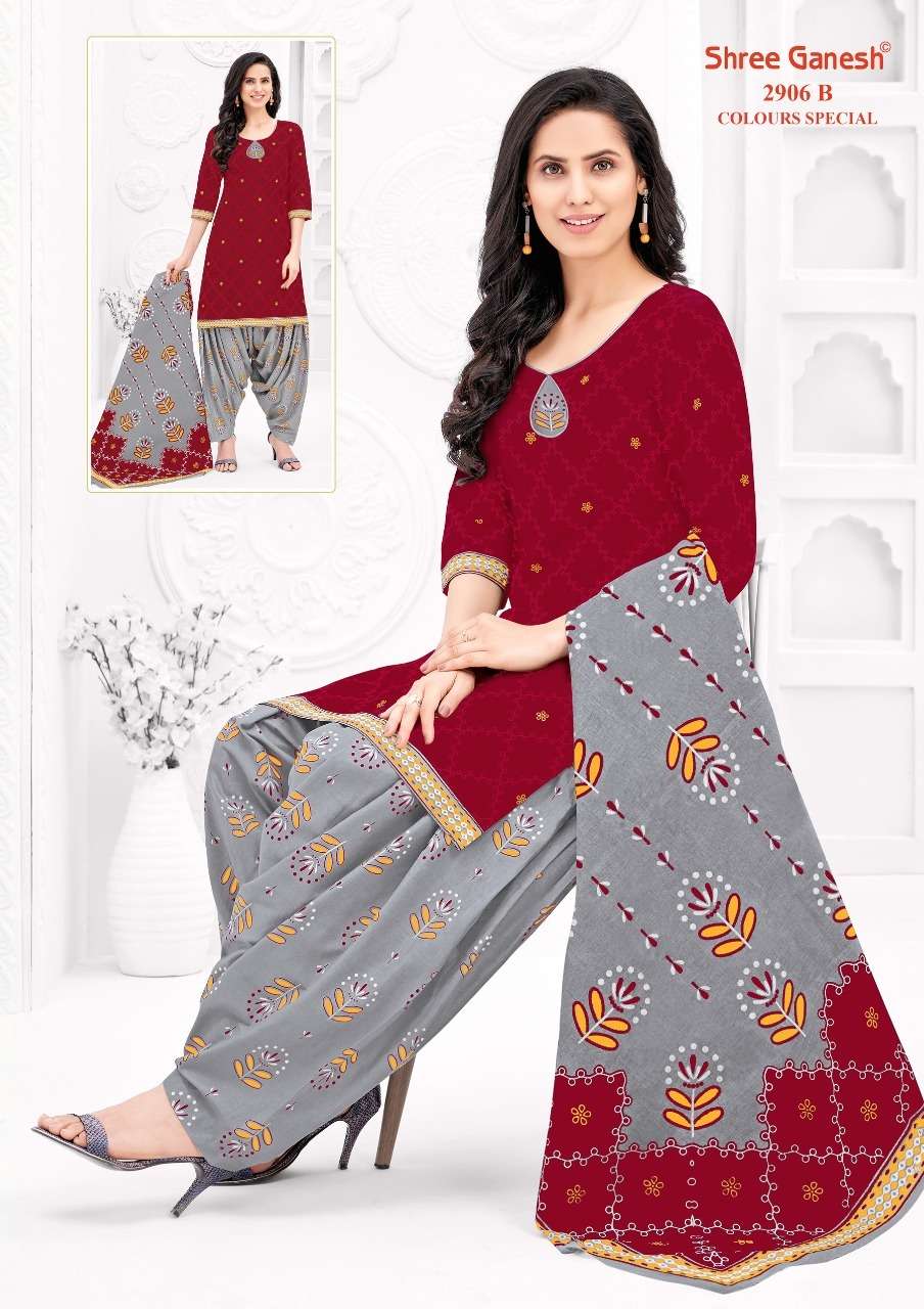 COLOUR SPECIAL 2906 BY SHREE GANESH 2906-A TO 2906-D SERIES BEAUTIFUL STYLISH SHARARA SUITS FANCY COLORFUL CASUAL WEAR & ETHNIC WEAR & READY TO WEAR PURE COTTON PRINTED DRESSES AT WHOLESALE PRICE