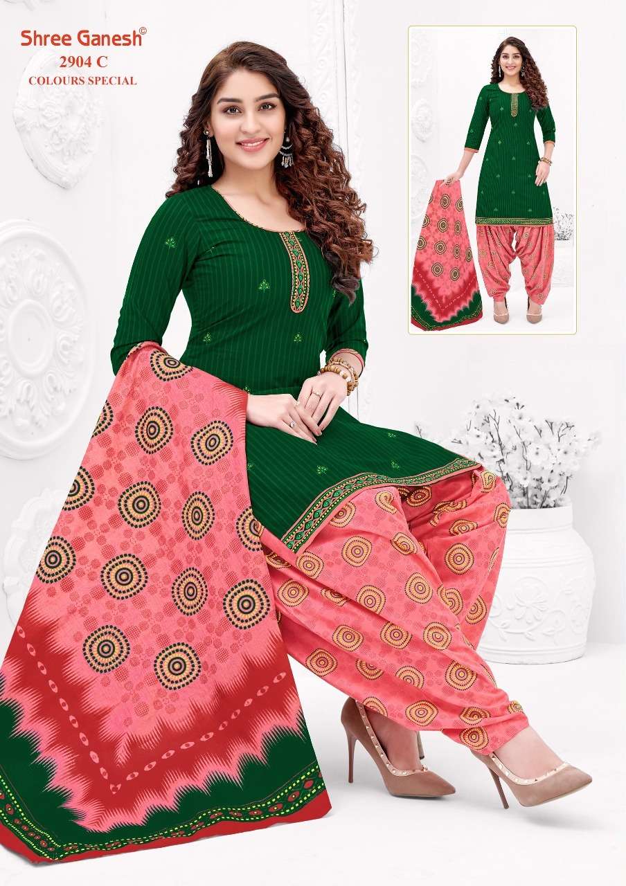 COLOUR SPECIAL 2904 BY SHREE GANESH 2904-A TO 2904-D SERIES BEAUTIFUL STYLISH SHARARA SUITS FANCY COLORFUL CASUAL WEAR & ETHNIC WEAR & READY TO WEAR PURE COTTON PRINTED DRESSES AT WHOLESALE PRICE