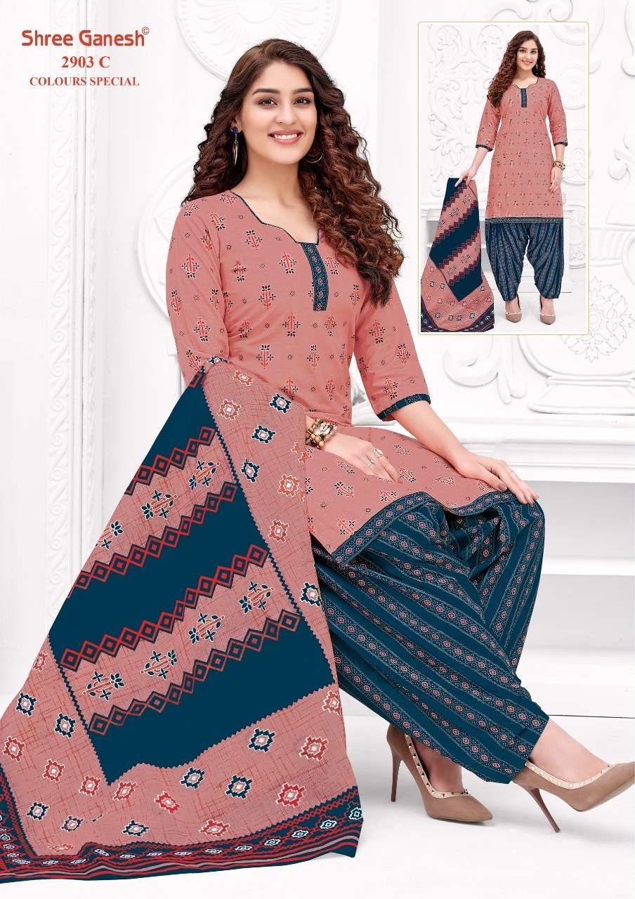 COLOUR SPECIAL 2903 BY SHREE GANESH 2903-A TO 2903-D SERIES BEAUTIFUL STYLISH SHARARA SUITS FANCY COLORFUL CASUAL WEAR & ETHNIC WEAR & READY TO WEAR PURE COTTON PRINTED DRESSES AT WHOLESALE PRICE