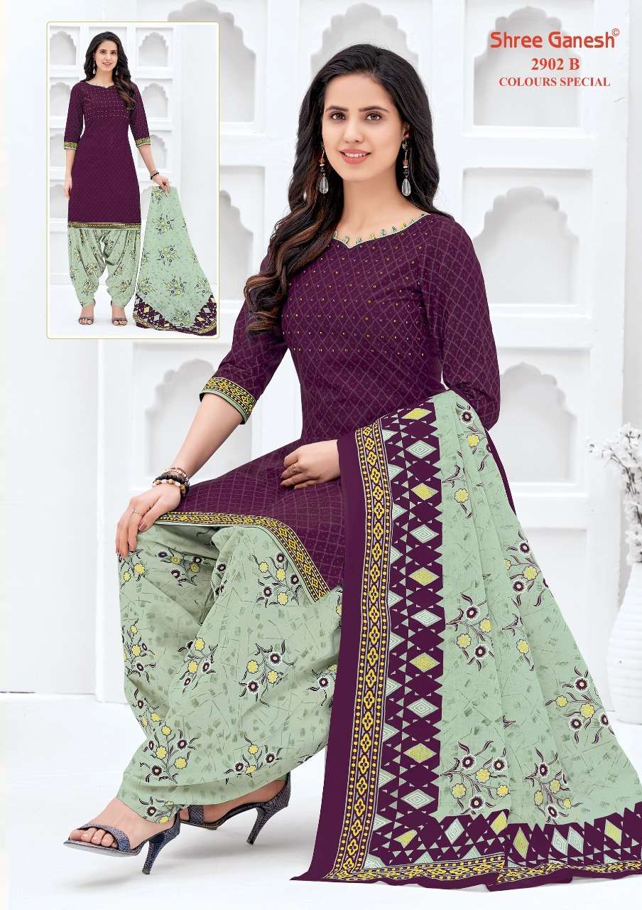 COLOUR SPECIAL 2902 BY SHREE GANESH 2902-A TO 2902-D SERIES BEAUTIFUL STYLISH SHARARA SUITS FANCY COLORFUL CASUAL WEAR & ETHNIC WEAR & READY TO WEAR PURE COTTON PRINTED DRESSES AT WHOLESALE PRICE