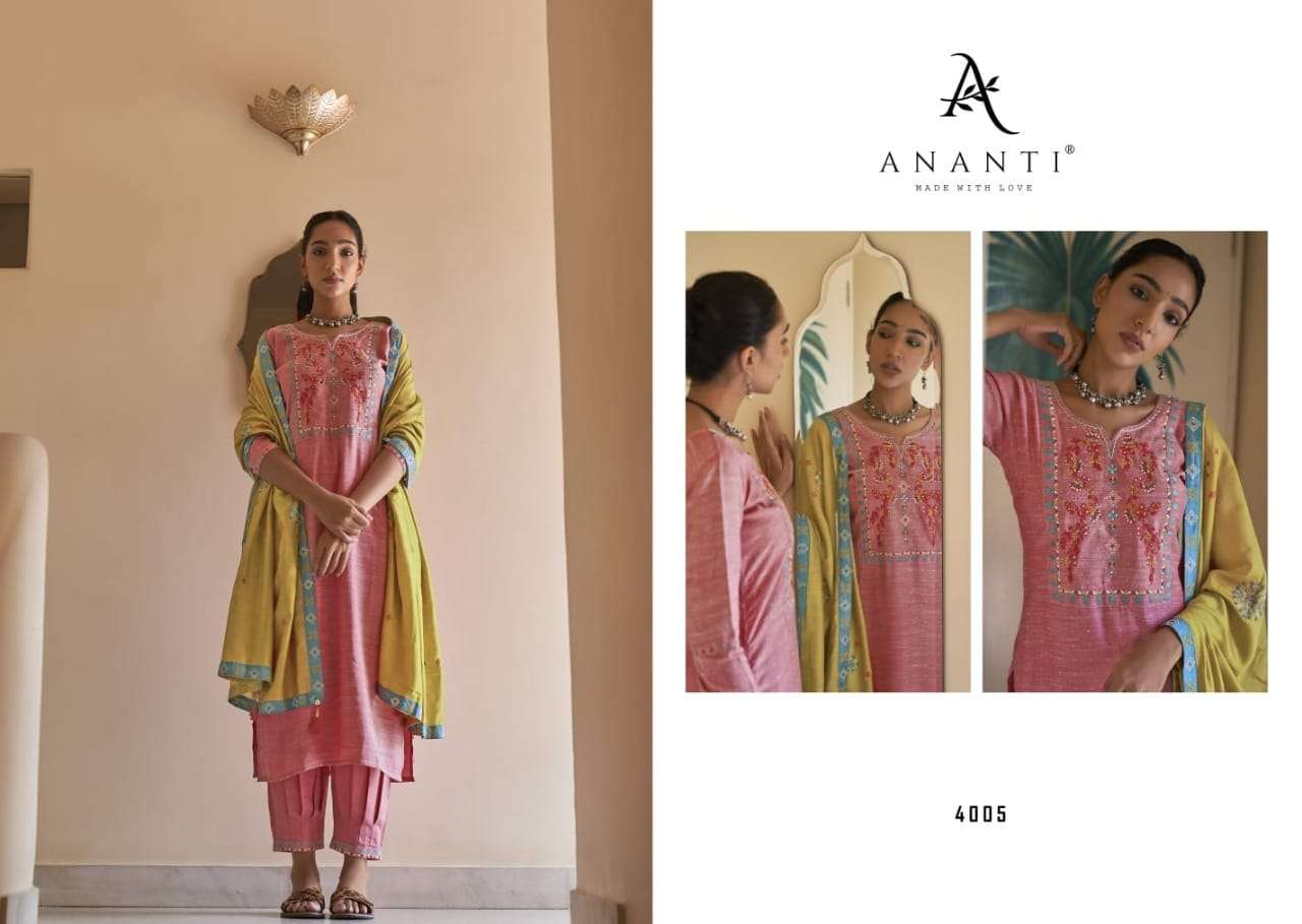 AASHARO BY ANANTI 4001 TO 4005 SERIES BEAUTIFUL SUITS COLORFUL STYLISH FANCY CASUAL WEAR & ETHNIC WEAR VISCOSE SILK EMBROIDERED DRESSES AT WHOLESALE PRICE