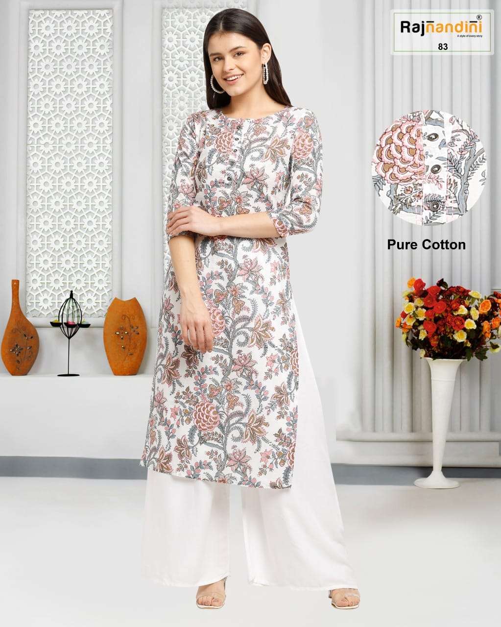 PRINT VOL-28 BY RAJNANDINI 83 TO 86 SERIES DESIGNER STYLISH FANCY COLORFUL BEAUTIFUL PARTY WEAR & ETHNIC WEAR COLLECTION PURE COTTON PRINT KURTIS AT WHOLESALE PRICE