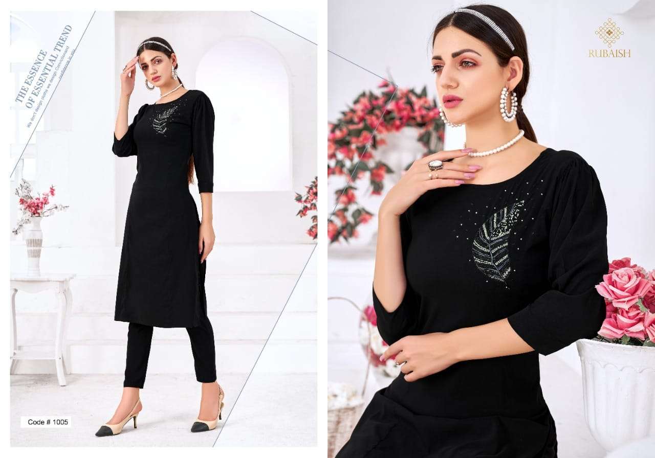 BLING BY RUMAISH 1001 TO 1005 SERIES DESIGNER STYLISH FANCY COLORFUL BEAUTIFUL PARTY WEAR & ETHNIC WEAR COLLECTION COTTON EMBROIDERED KURTIS WITH BOTTOM AT WHOLESALE PRICE