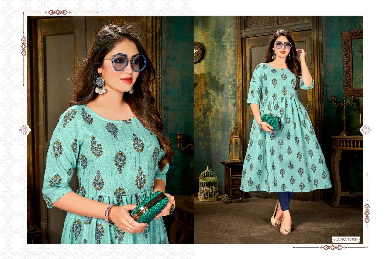 MAGGI BY RAHUL NX 1001 TO 1004 SERIES DESIGNER STYLISH FANCY COLORFUL BEAUTIFUL PARTY WEAR & ETHNIC WEAR COLLECTION LUREX PRINT KURTIS AT WHOLESALE PRICE