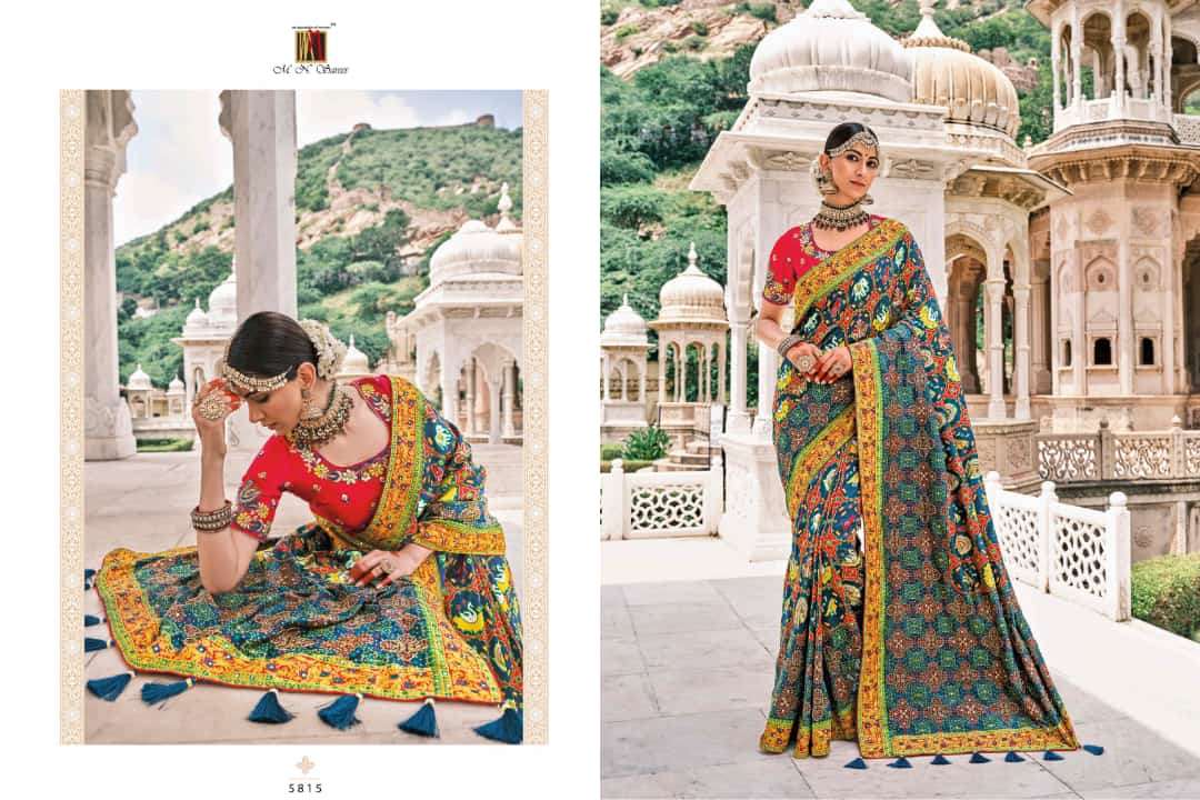 RAJ GHARANA BY M N SAREES 5801 TO 5819 SERIES INDIAN TRADITIONAL WEAR COLLECTION BEAUTIFUL STYLISH FANCY COLORFUL PARTY WEAR & OCCASIONAL WEAR FANCY SAREES AT WHOLESALE PRICE